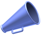 An image of a blue megaphone, the promoter.