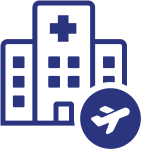 ICON: Hospital building and airplane