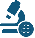 ICON: Microscope with molecule symbol