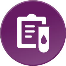 ICON: Clipboard and test tube with drop inside